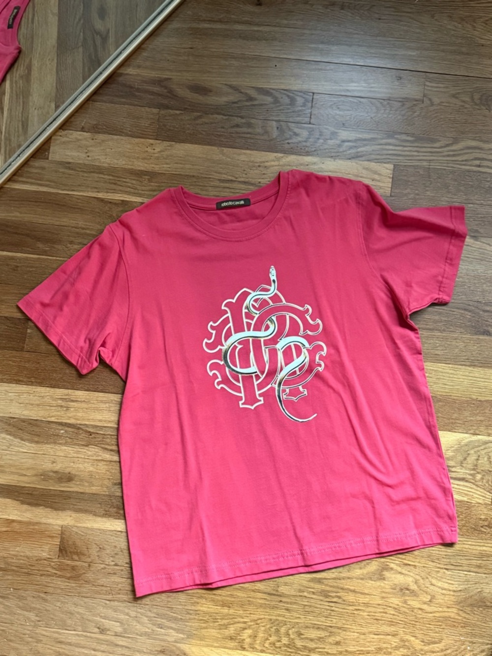 Roberto Cavalli T-Shirt with White Snake Motif